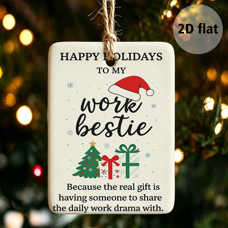 TEMU 1 pz Ornamento da appendere per Natale " al lavoro", regalo per le feste per il collega di ufficio, ciondolo divertente con design di albero di