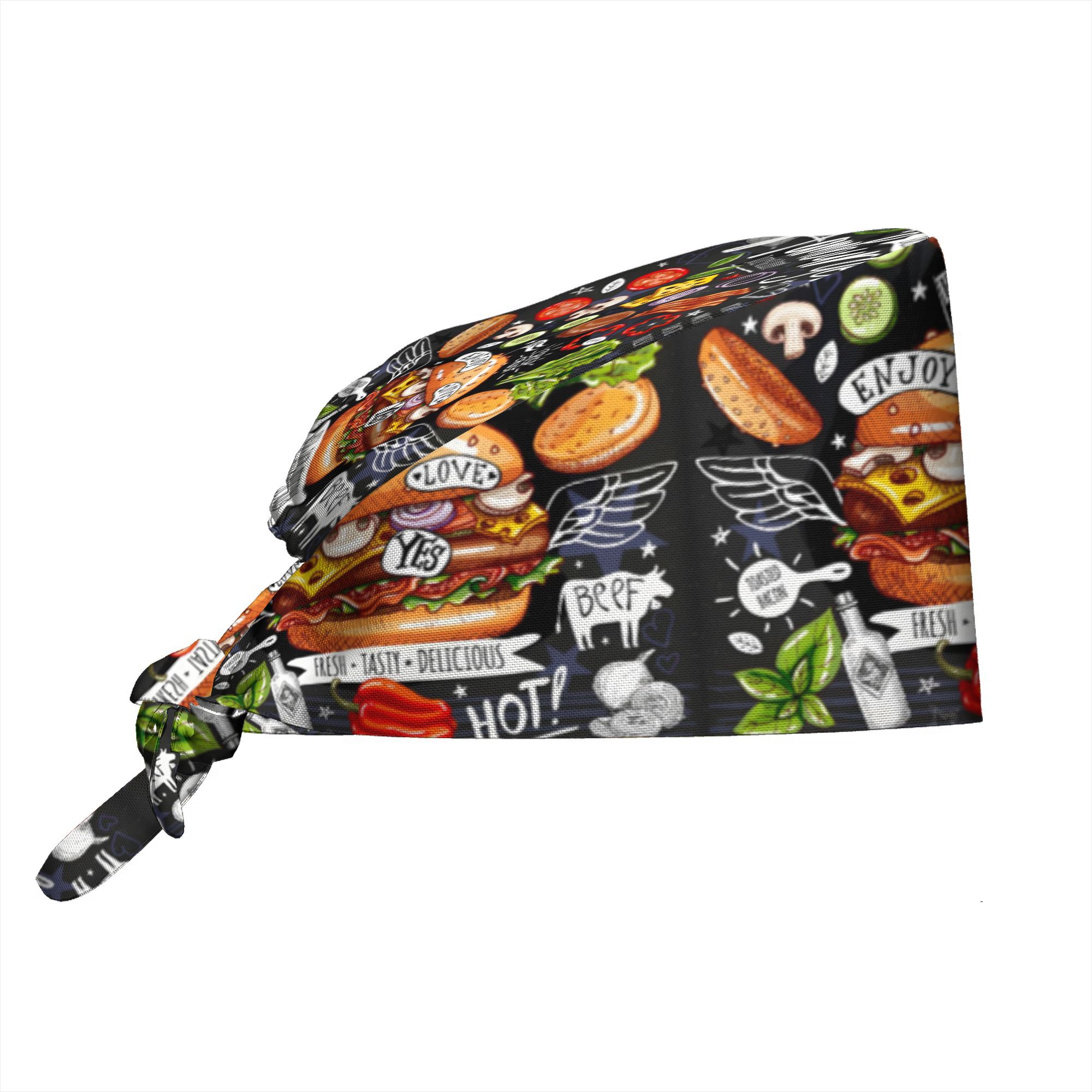 TEMU 1pc Food Cooking Printed, Men's And Women's Chef And Nurse Work Hats, And Kitchen , Expressing Passion For Cooking And Creative Cuisine, Festive