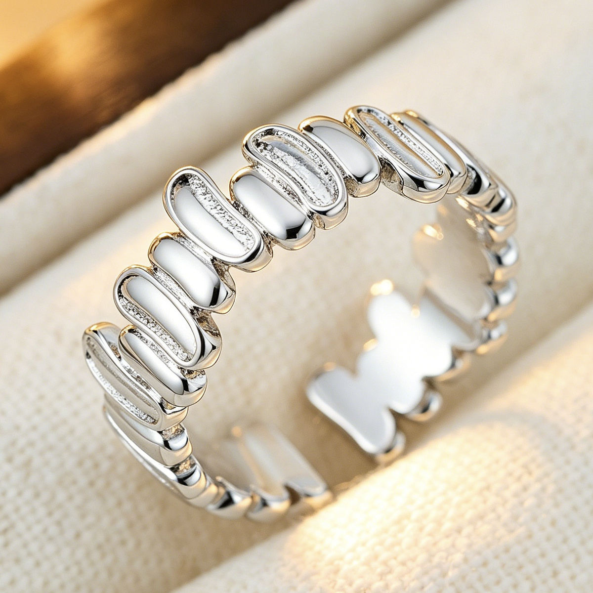 French Style Easy Round Pebble Splicing Open Ring, Daily Gift
