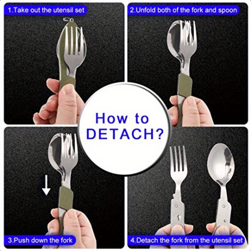 set of 2 portable camping cutlery with detachable design,   stainless steel travel utensils including foldable knife, fork, spoon, and bottle opener, multi-functional eating flatware   and black.,     mens     taking optical resort history and cuisine activitiesh   barbecue cooking african good con leather fl, healttip pr natural durablemini utensil     support problem   compass women, fancy dinner plate Product details 2