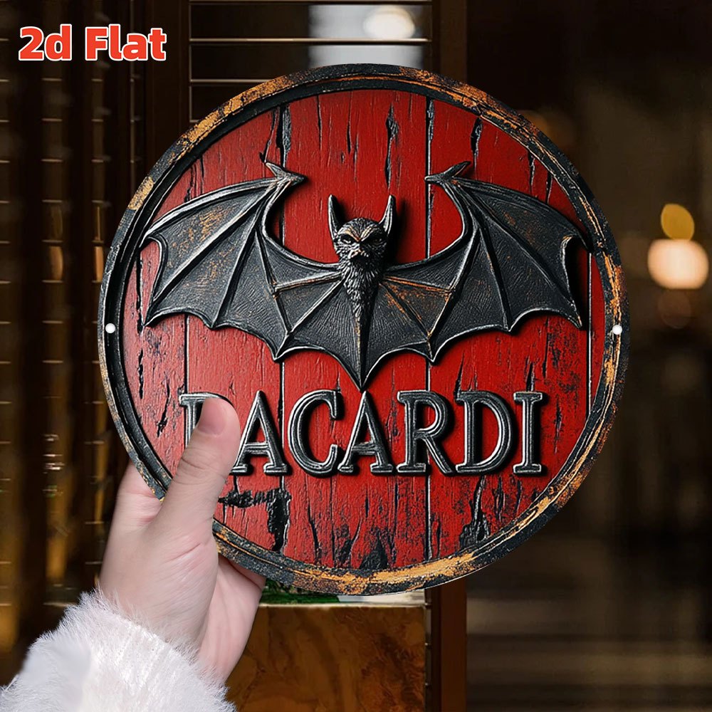 TEMU 2D Piatto "Bacardi Bat Logo" | del Rum | Decorazione da Parete Vintage | Design dell' dell' | Appeso Durevole per Interni/Esterni - in Alluminio