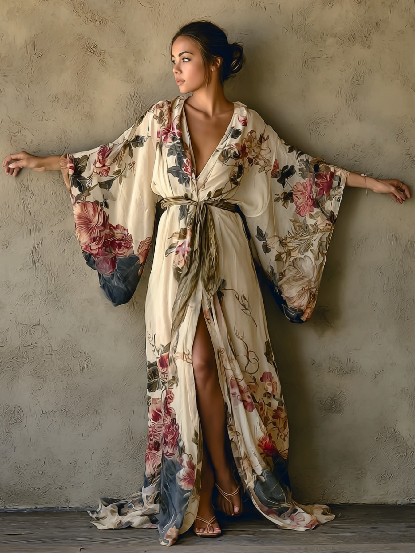slim fit dress slacks White Satin Kimono Robe – Bridal Morning Dressing Gown L / White main image 1