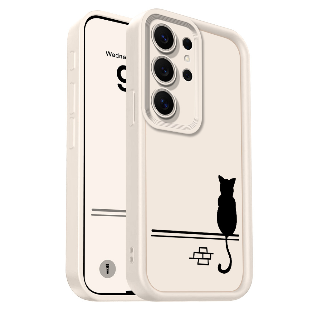Phone Case: Black Cat Phone Case Compatible With Galaxy S26 S25 S24 Fe S23 S22 Scratch Resistant Staircase Soft Cover