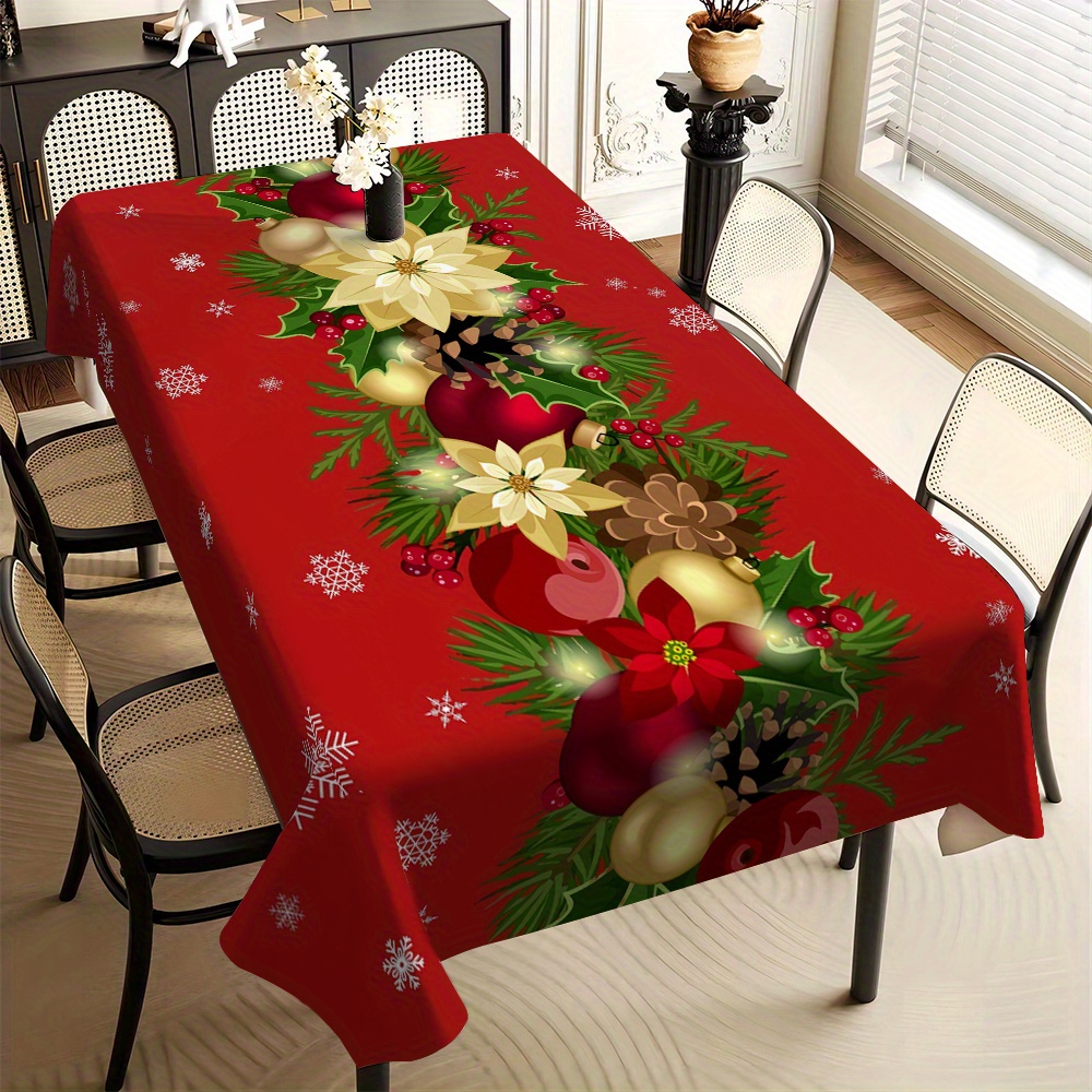 

1pc Christmas Tablecloth - , Stain , -free Table - And For And Parties, Use