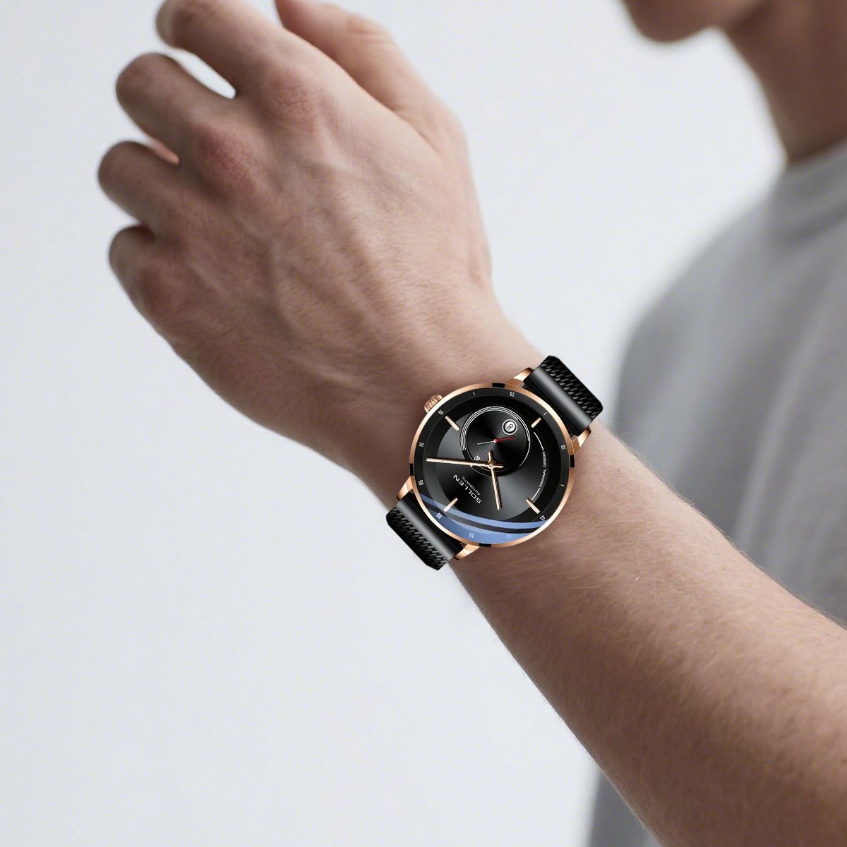 Herren Automatik Mechanischer Uhr Leuchtende Zeiger, Datumsanzeige,  Edelstahlarmband, Ideal für Freizeitkleidung Geschenke für Thanksgiving 