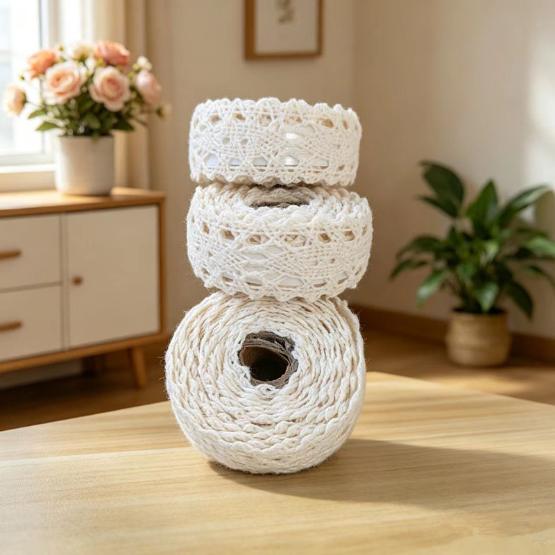 TEMU 3 Rolls Of Vintage Lace Ribbon, 122 X 2cm, Beige Lace Tape, Self-adhesive Decorative Ribbon, Lace Trim Ribbon, Suitable For Crafts, Wedding