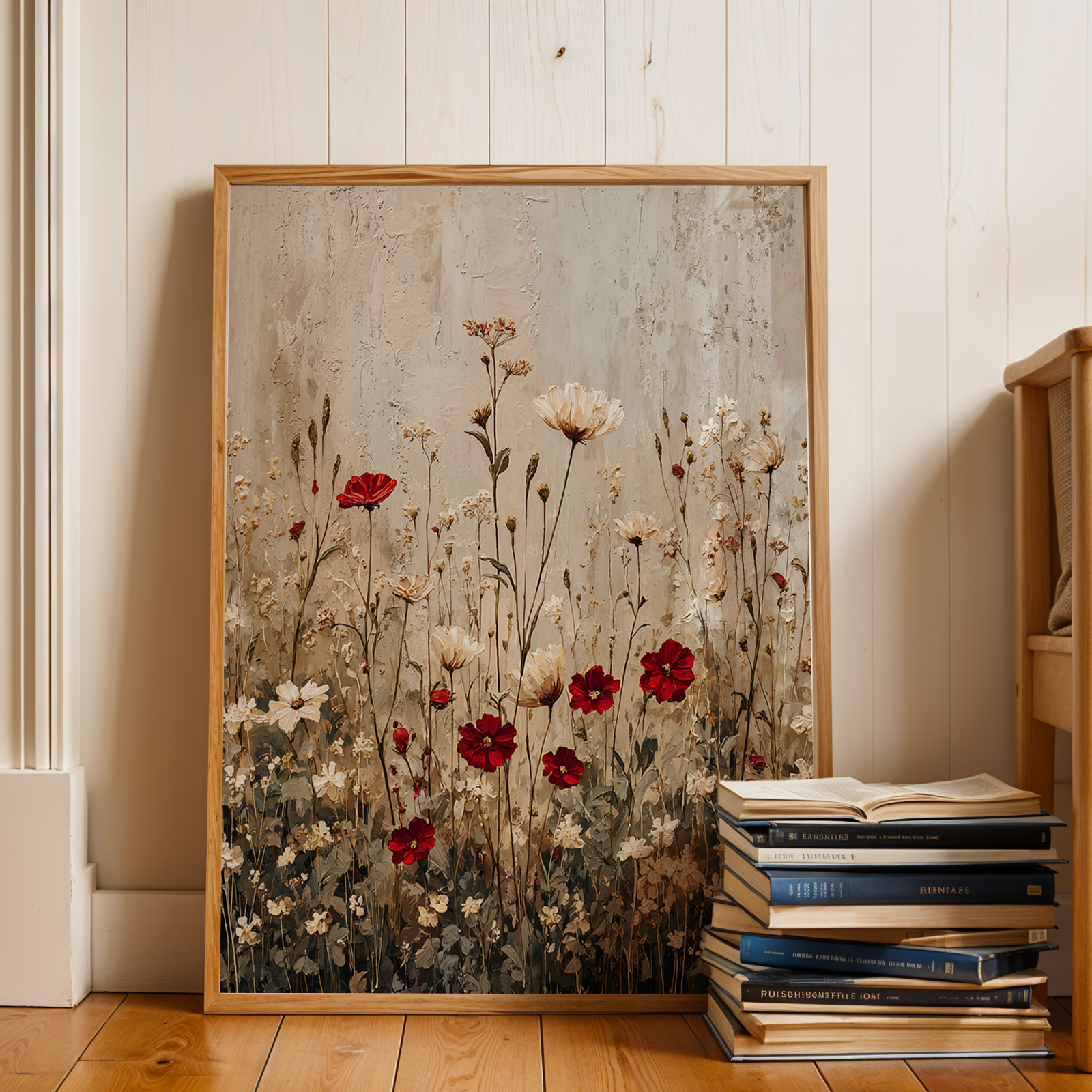 TEMU 2d Flat, 2d Flat, A Single Item, Decorative Wall Art, Vintage-style Poster, Botanical Landscape Art Print, Abstract Canvas Painting Of A Field,