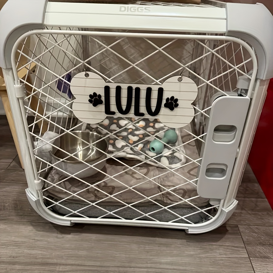 1pc Personalized Dog House Nameplate, Dog Door Sign, Custom Pet Name, Bone-Shaped Cage Tag, Name Tag with Paw Print, Custom Gift for Cat And Dog Lovers, Cage Nameplate
