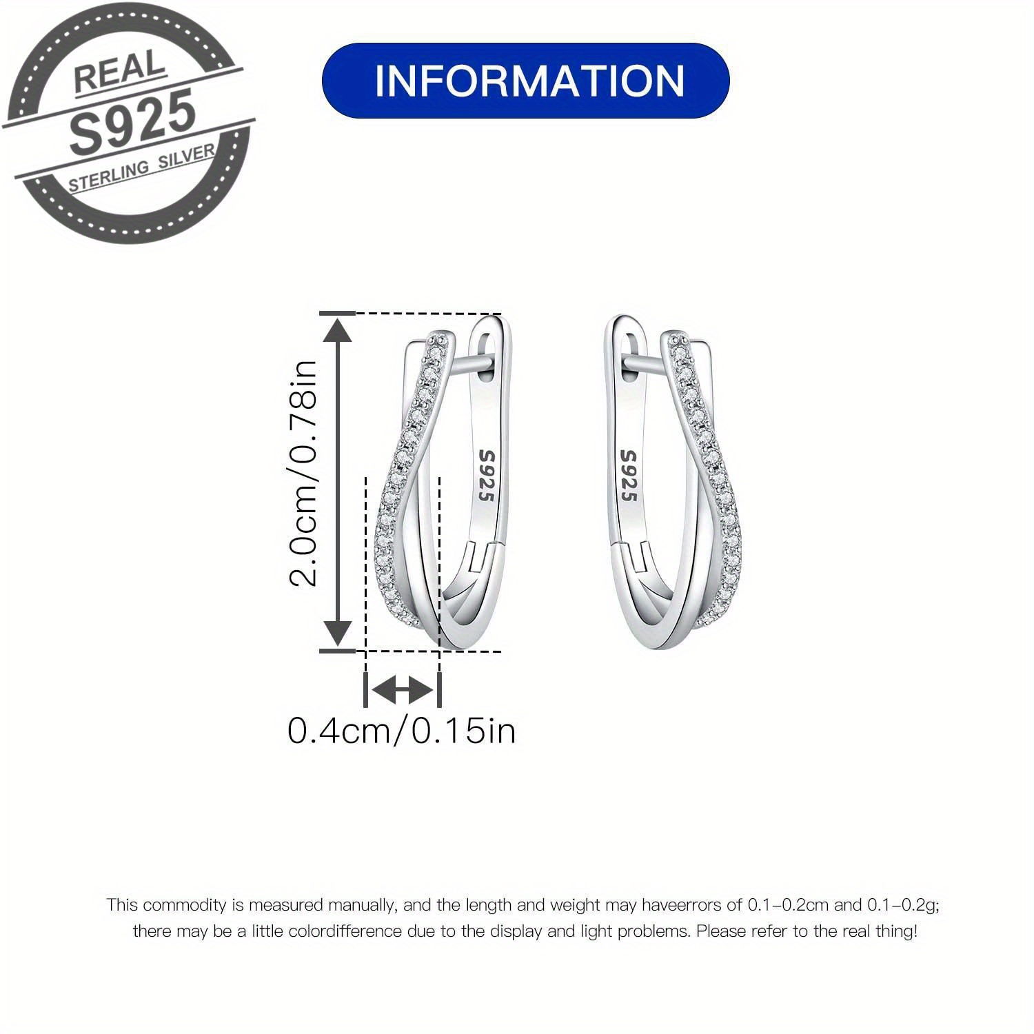 elegant 925 sterling silvery twisted hoop earrings with sparkling cubic zirconia perfect gift for her details 3