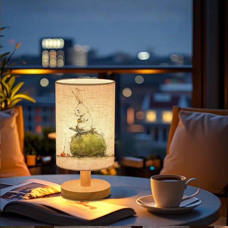 creative fabric bedside lamp with usb plug cute rabbit atmosphere light for bedroom sleep perfect gift Product details 2
