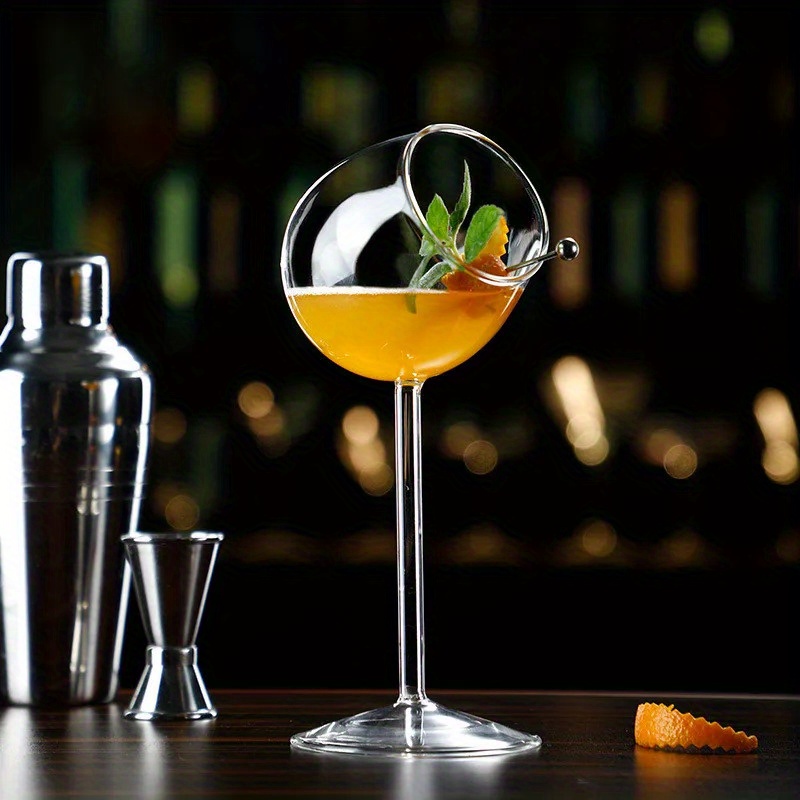 Elegant Slanted Mouth Cocktail Glass - with Narrow Opening, Prevents Dilution - Clear Martini Cup for Wedding, Party, Home Bar - Insulating Reusable Drinking Glassware - Ideal Gift for Mixologists & Hosts