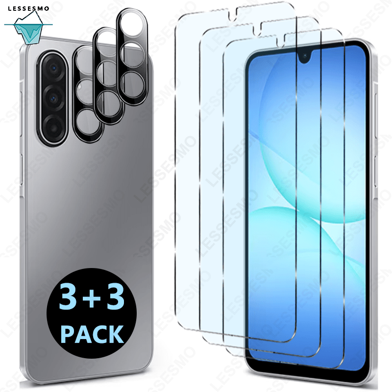 E-shop [9H+ Härte für for Samsung Galaxy A17] 3 Stück 99,99% HD gehärtetes Glas Handy-Displayschutzfolie 3 Stück Objektivschutz für for Samsung A17, 9H