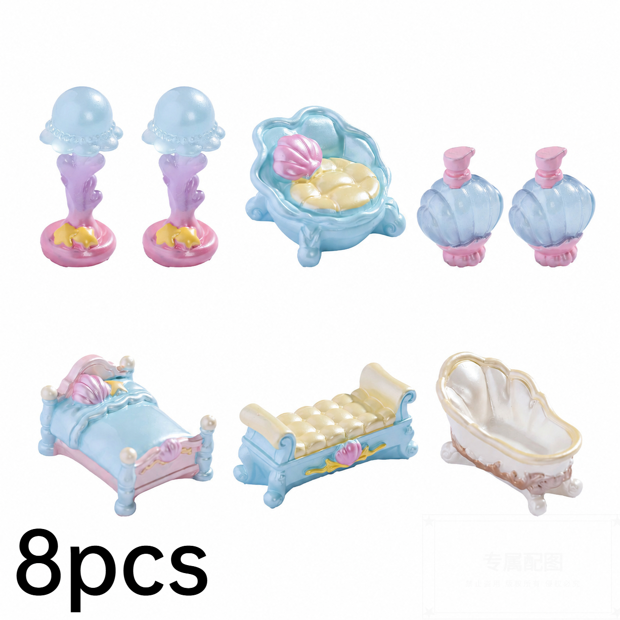 TEMU 8pcs Ocean Bedroom Home Decor Simulation Resin Accessories, Diy Resin Ornament Parts For Micro Landscape Creative Decorations, 1:20 Dollhouse