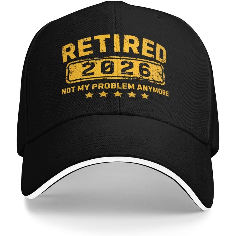 TEMU Men's "not My Worry " Retirement Baseball - 2026 Retirement Themed Design With Slogan, Adjustable Snap, Lightweight Quick-drying Oxford Cloth -