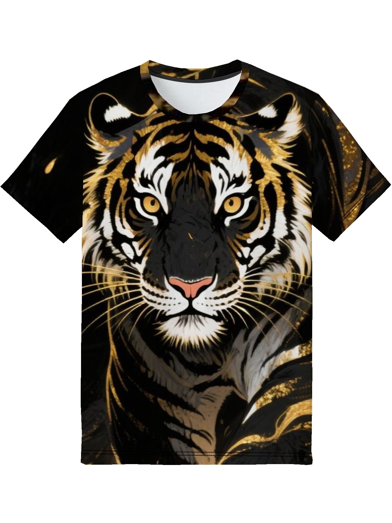 T-Shirt Uomo Donna Stampa 3D Tigre, Manica Corta, Morbida (88% Poliestere 12% Elastan)