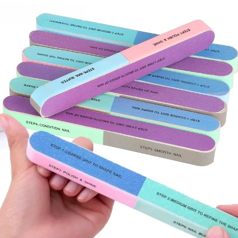 1 2 3 5 12pcs set 7 sides nail buffers files professional polisher for nail art manicure polishing block buffing accessories cream tools