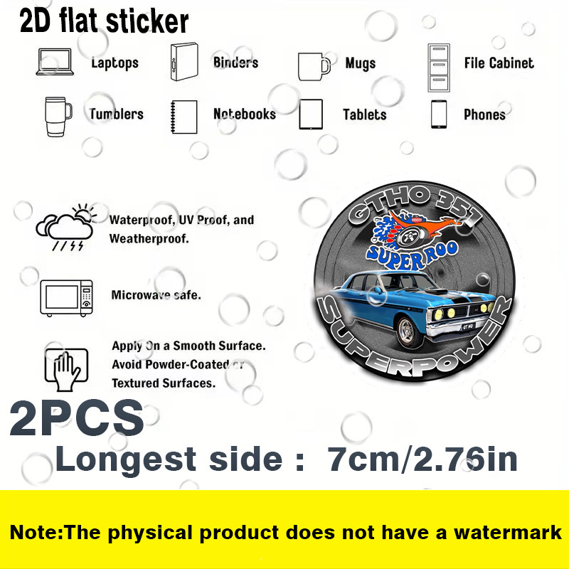 TEMU 2pcs/sheet Muscle Car Art Sticker