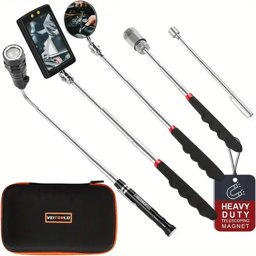 5pcs telescoping magnetic pickup tool set with extendable magnetic flashlight 15lb 1lb pick up rod cool gadget fathers day gifts husband him handyman