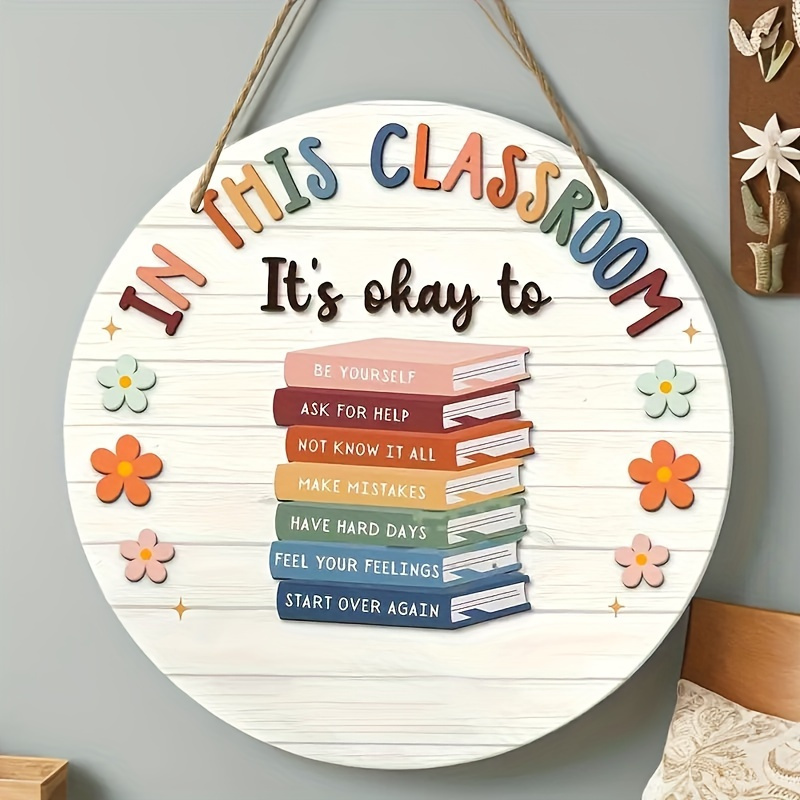   wooden teacher sign in this classroom wall decoration suitable for back to school classroom and office decor featuring inspirational messages multilingual and multifunctional an ideal gift for teachers and holidays