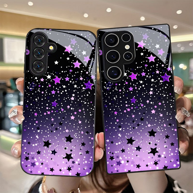 Etui za telefon - Vijoličen gradient z vzorcem zvezdnatega neba, primeren za Galaxy S9+/S10/S20+/S20 Ultra/S21 5G/S21+/S22/S23 PLUS/S24