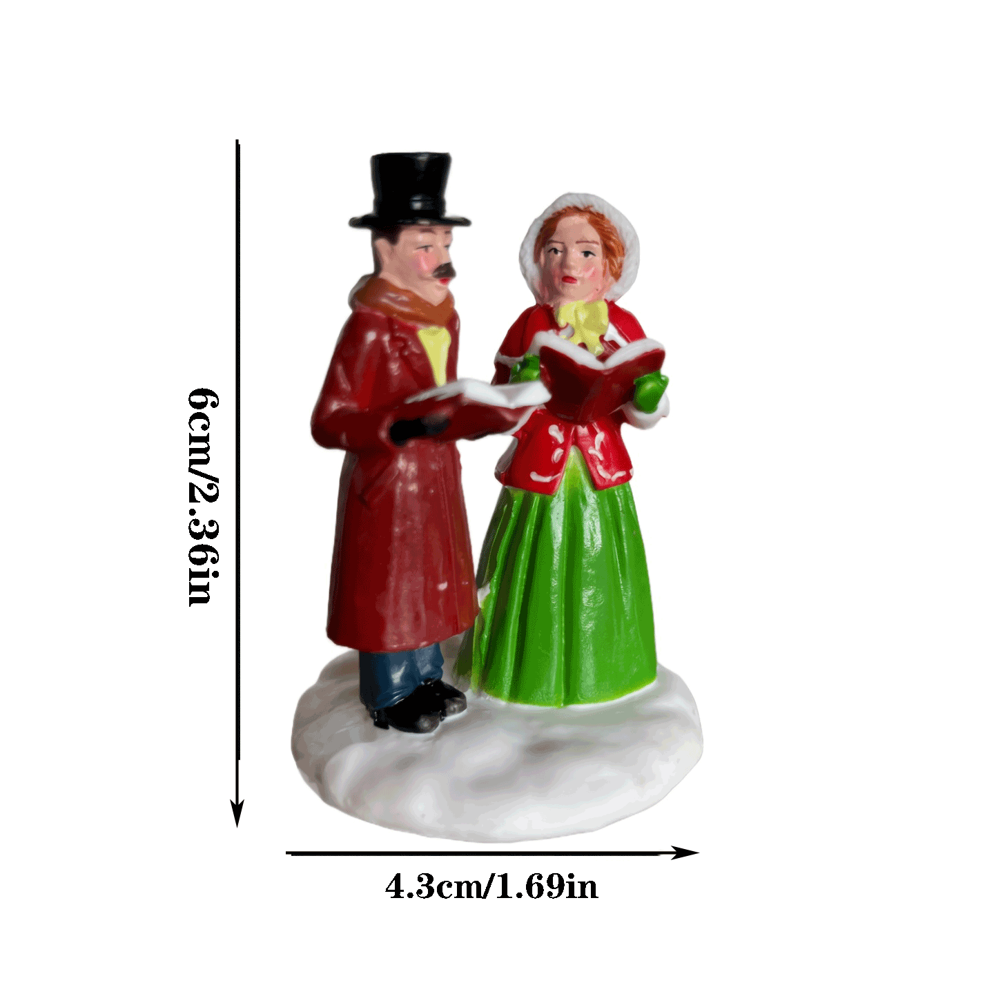TEMU 1pc Hand-painted-look Christmas Carol Figurine Statue - Victorian-style Singing Duo With Music Book, /outdoor Resin Decor For Mantel, Tabletop,