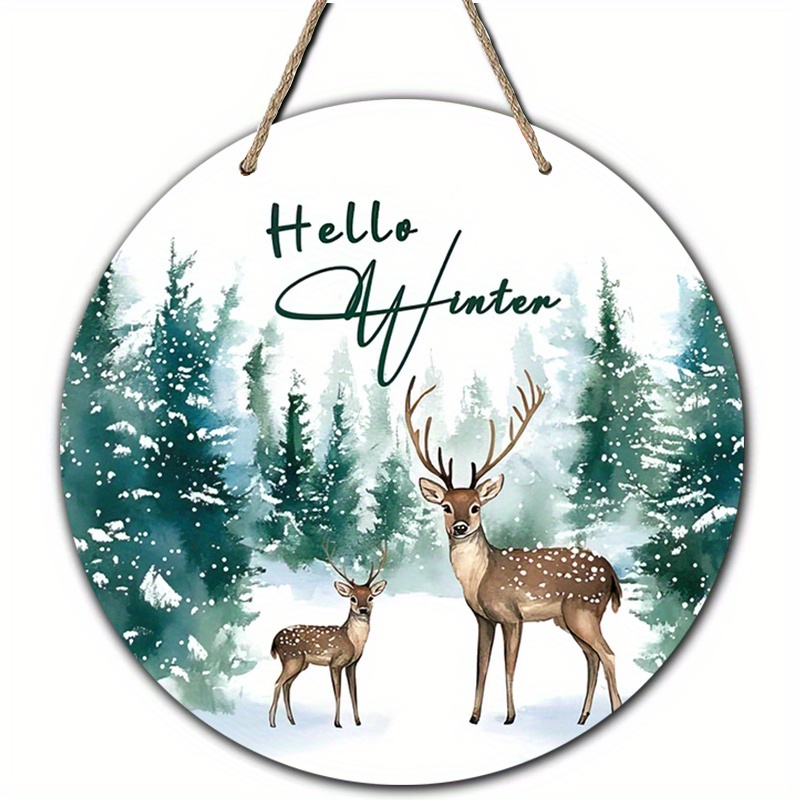 TEMU 2d Flat, 2d Flat Surface, 1pc 2d Printed Round Wooden Sign, And Deer Pattern 