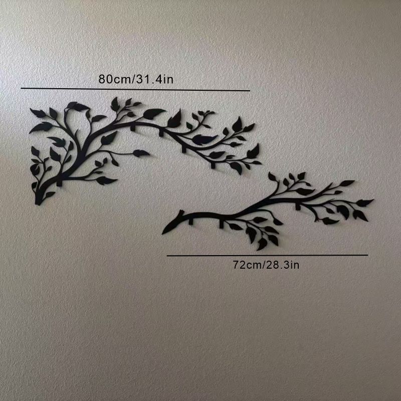 TEMU 2 Pezzi Set Decorazione Murale in Metallo , Murale Creativa a Forma di Ramo, Gancio con di Uccello , Regalo per Casa