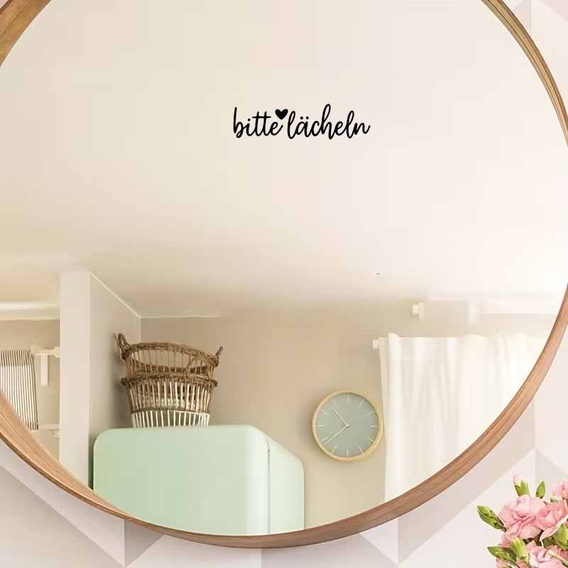 2d Flat, 2d Flat Sticker, 1pc. ', Please Smile' Mirror Sticker, Inspirational Language Decoration, Suitable For Cars, Doors, Windows, Computers - Glossy Surface, Irregular Shape, Car Sticker, 2d Flat
