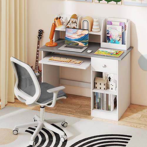 Study Desk Wooden Writing Table with Keyboard Tray And Drawer