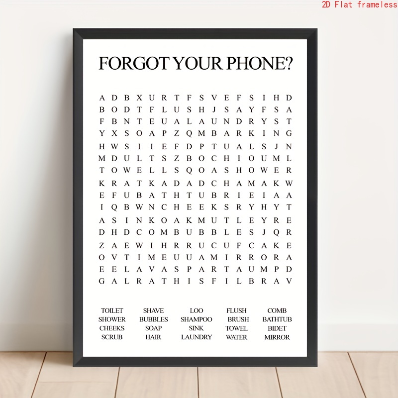 TEMU 2d Flat, 1pc Frameless " The Phone" & Art - Modern Bathroom Sign Suitable For Bedrooms, Kitchens, Living Rooms - Fun Toilet Decorations, Canvas