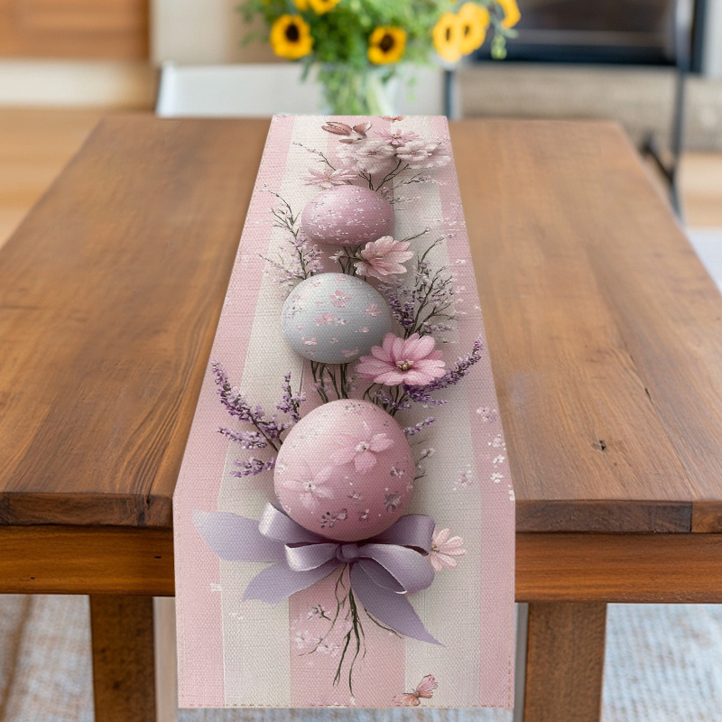 E-shop Pastell-Hase & Tischläufer mit floralen Ostereiern – Frühlings-Tischdecke geeignet für Ostern, Frühlingsfeste, Hochzeiten, Partys – Pastell-Deko