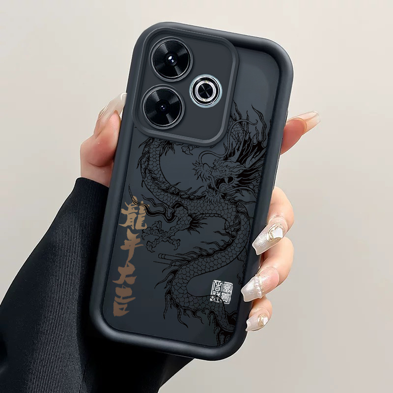 TEMU Phone Case Suitable For Redmi 13 Tpu Casing Protective Trend Cool Dragon Pattern Shockproof Shell Cover