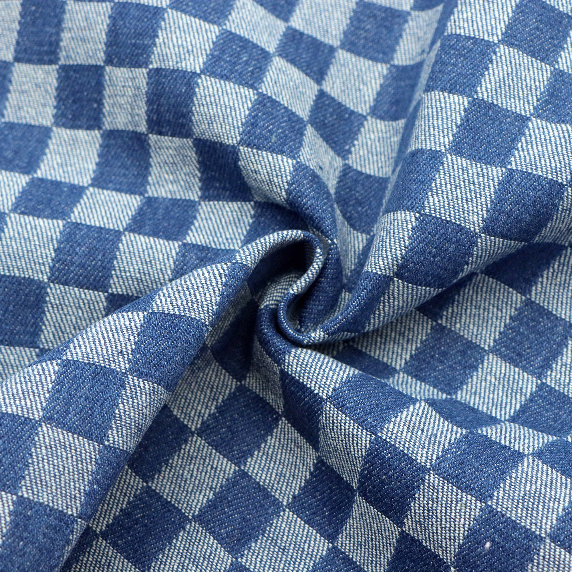 E-shop 1 Stück kariertes Denim-Gewebe mit Gittermuster, Größe 175 x 50 cm (68,9 x 19,68 Zoll), hergestellt aus 100 % Polyester, vorgeschnitten zum