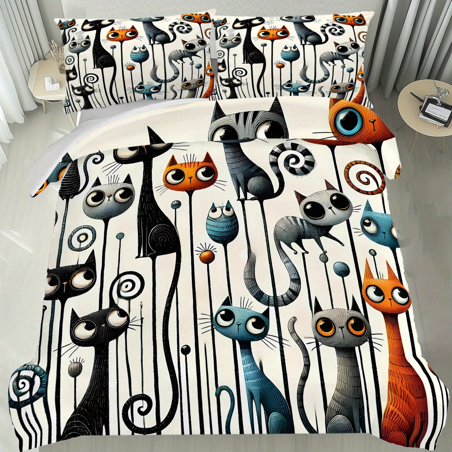 Latacaca 3pcs Whimsical Luxury Duvet Cover Set, 1 Quilt Cover + 2 Pillowcases, Bedroom Setting, Perfect For Home And Dorm Decor, Soft And Machine Washable