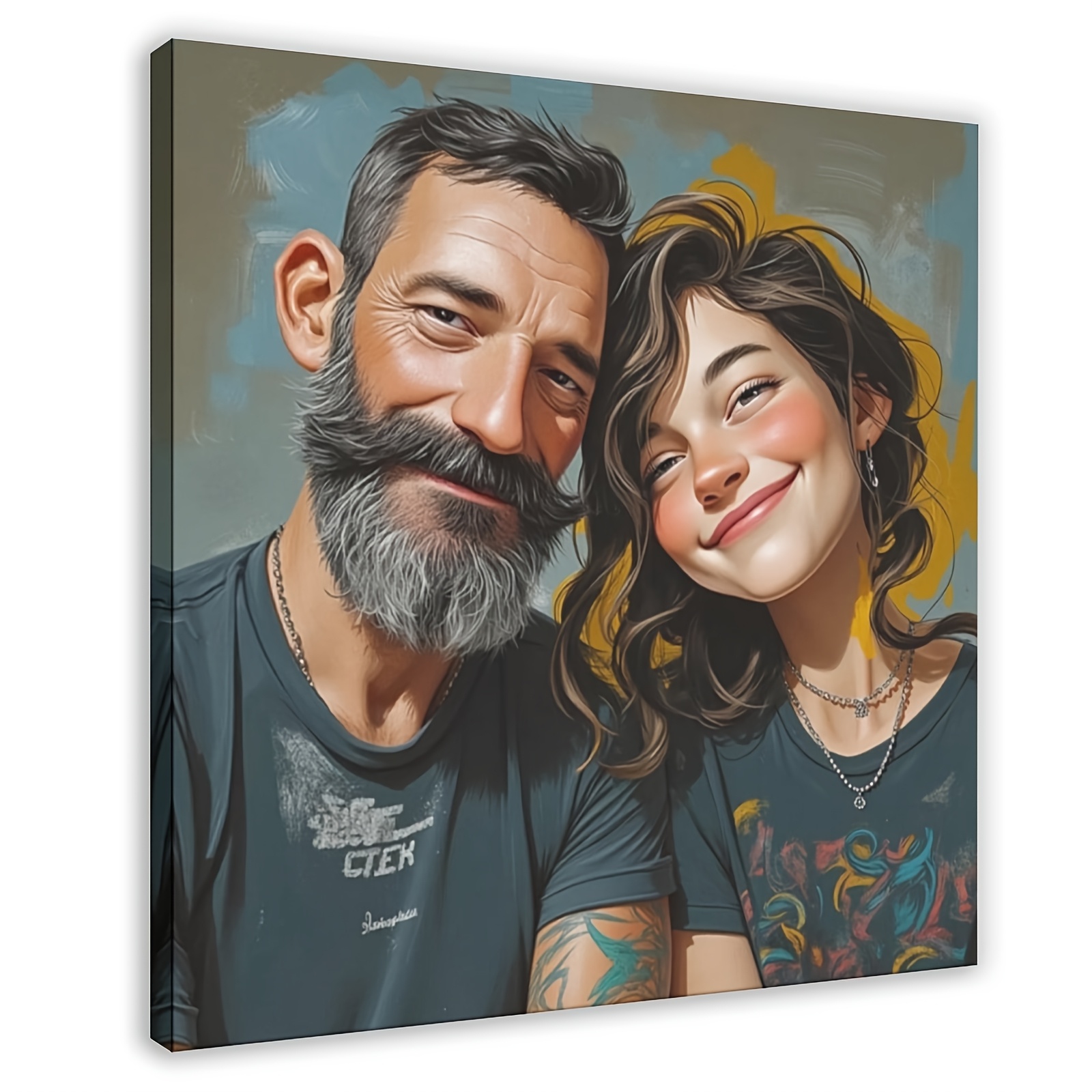 TEMU 2d Flat, 2d Flat, 2d Flat Custom 2d -style Canvas Print Featuring A Personalized Family Portrait And Character Art, Ideal For Home, Office, Or