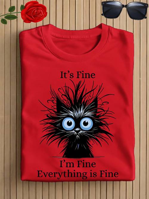 a ladies loose and casual t shirt with cartoon print 220g fabric and comfortable and breathable top