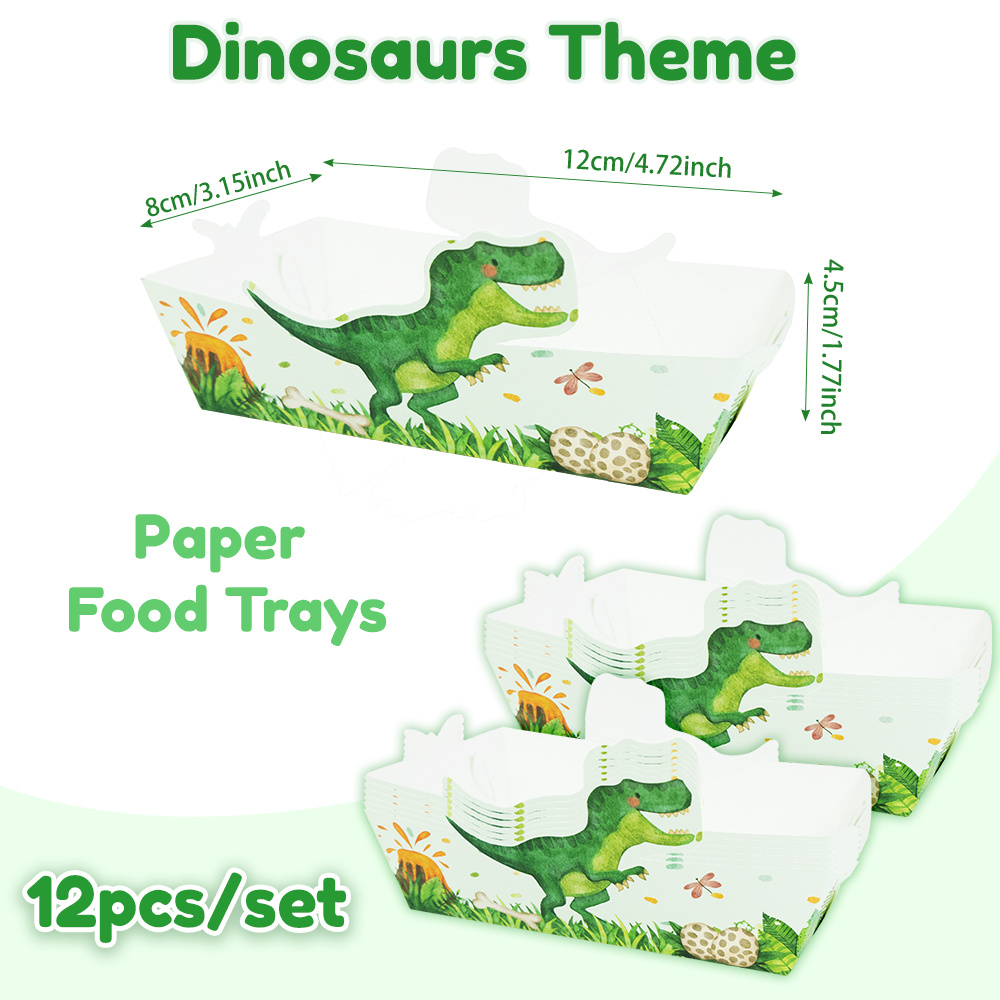 E-shop 6/12 Stück Dinosaurier-Themen-Essensschalen Dinosaurier-Party-Schale Pommes Snack-Papierbox für Geburtstagsparty-Bedarf