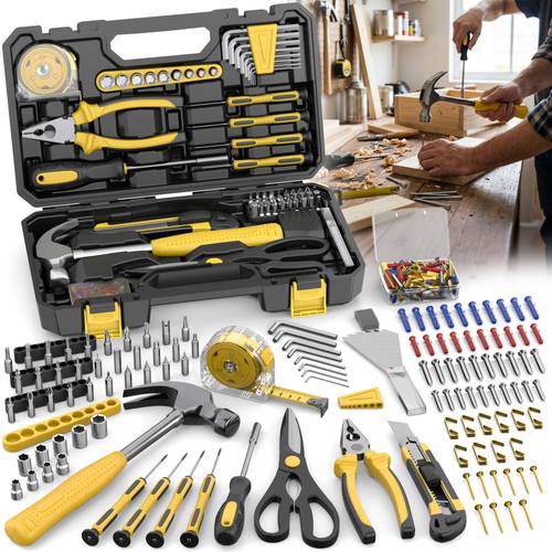 home tool kit 122pcs hand tool set with storage box basic household and automotive repair tools for men and women car maintenance daily use tools