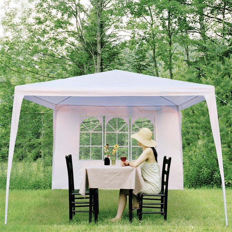 118.11*118.11inch 3-sided outdoor party tent, pergola, convenient awning, beach awning, PE cloth, plastic-sprayed iron pipe, spiral pipe, UV protection, easy to install, suitable for beach, backyard, camping picnic, barbecue, RV lawn, pool rest
