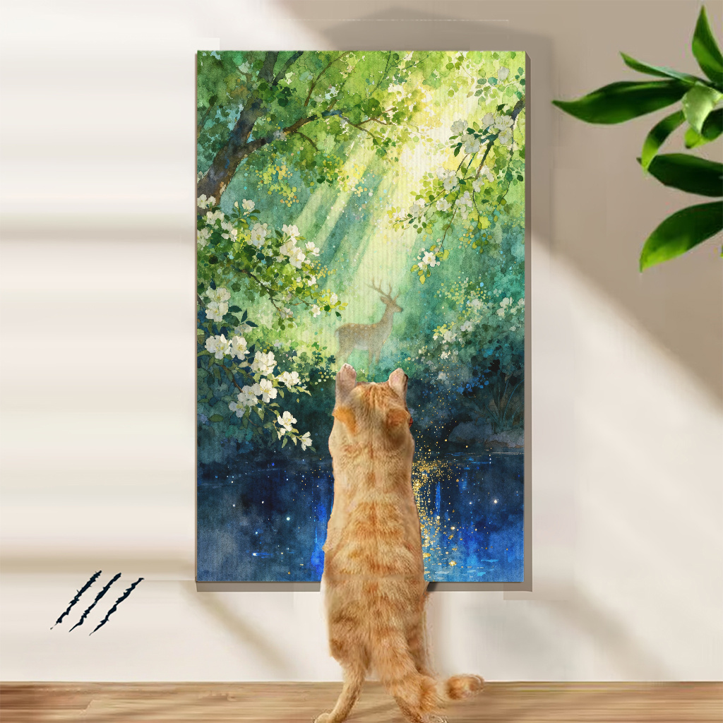 item picture indoor cat scratching pads with self   backing     on walls or serving as   a scratching surface and an interactive toy for cats making it a multifunctional climbing board and a pet   option