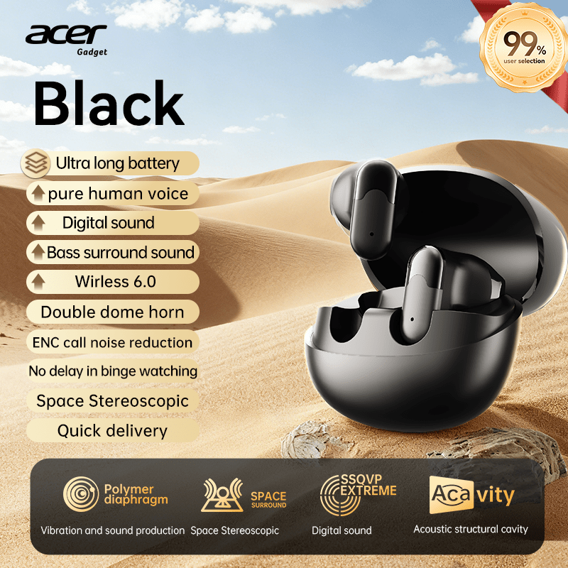 Image of Acer Official Genuine Ohr628 Upgraded Semi-in-ear , Bluetooth 6.0 Chip, Enc Noise Cancellation, Surround Sound Cinema Effect, 13mm Large Diaphragm For , Anti-leakage Design, Short Stem Control