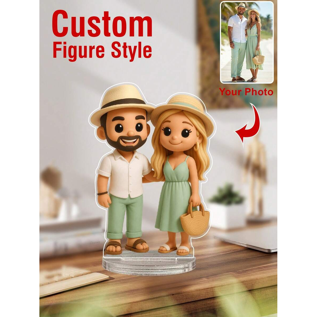TEMU Muñeca 2D con foto personalizada – Figura de plástico con faciales y peinado personalizables basados en fotos . Adecuada para recuerdos de