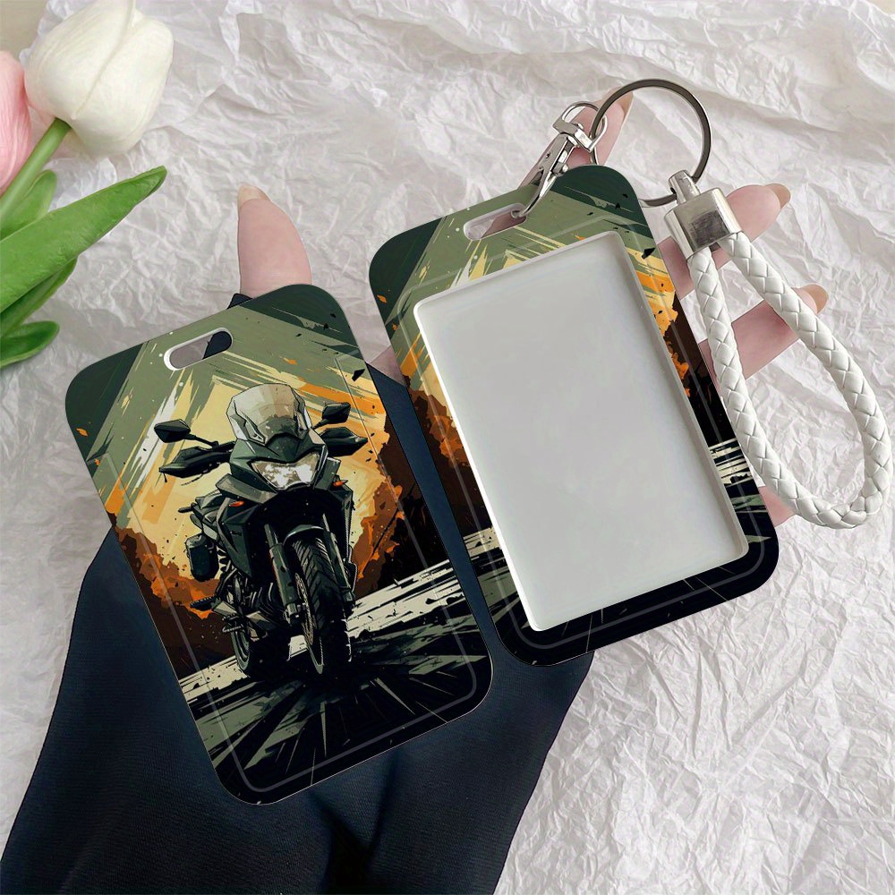 Ride Blaze Pattern Durable Plastic ID Badge Holder with Lanyard   - Transparent Window Compatible with Credit, Metro, Bus Cards - Nurse,  , Student Accessory, Nurse Accessory, Sleek Accessory, Sturdy Construction, Card Organizer, Healthcare Professionals, Professional Accessory,   Material, Nurses And  s, Peaky  , Keychain For Photocard, Lanyard For Motorcycle, Motorcycle Lanyard, Motorcycle Document Holder, Branded Motorcycle Lanyard, Motorcycle