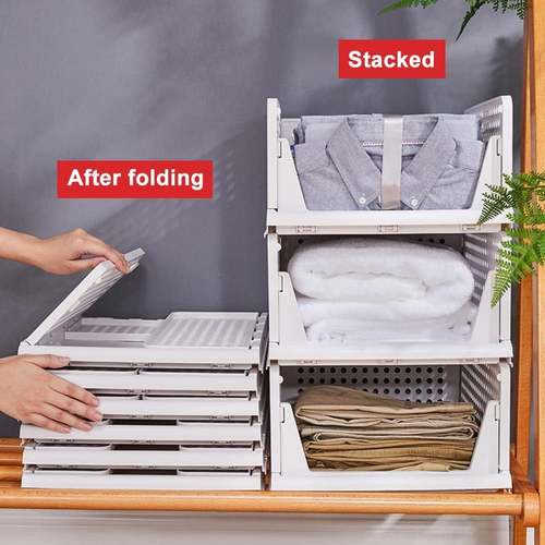 3 pcs set stack able plastic storage basket closet organizer bin fold able clothes storage drawer shelf container mounted
