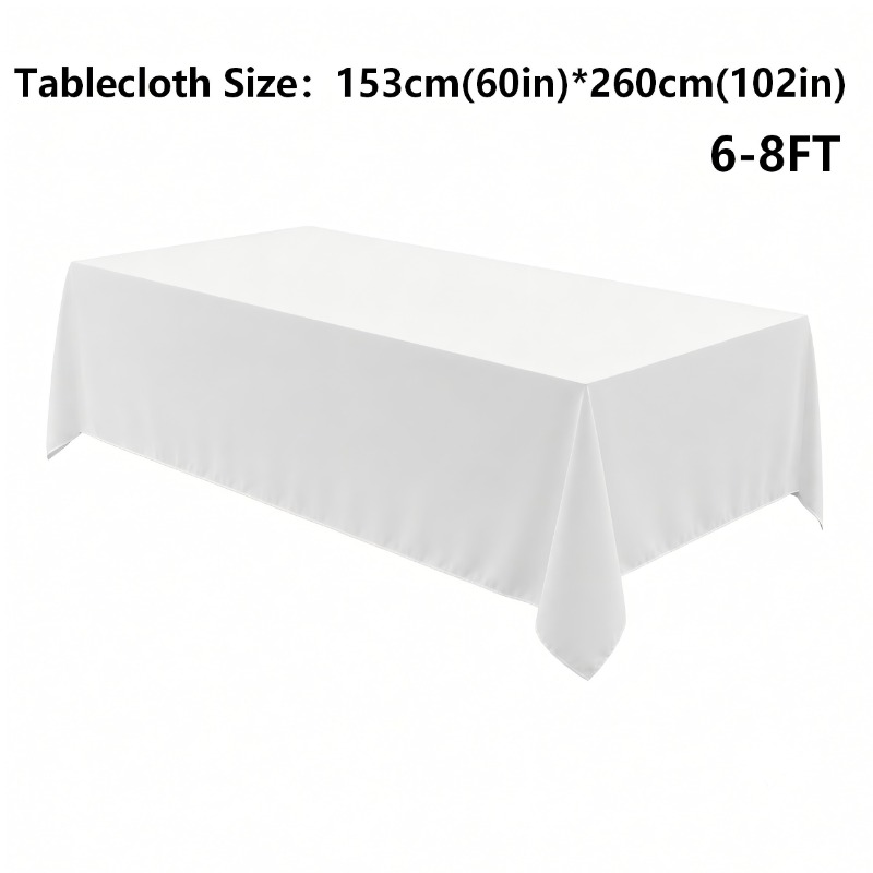 TEMU 1pc White, Tablecovers, Standard-size, Elegant Large Rectangular Tablecloth For 6-8ft 6-10chair 6-10seat Tables; Perfect For Outdoor Picnics,