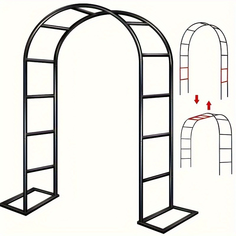elegant black metal garden arch with trellis heavy duty   ideal for climbing plants roses vegetables balloons perfect outdoor decor for gardens patios and valentines day versatile     garden decoratio 0