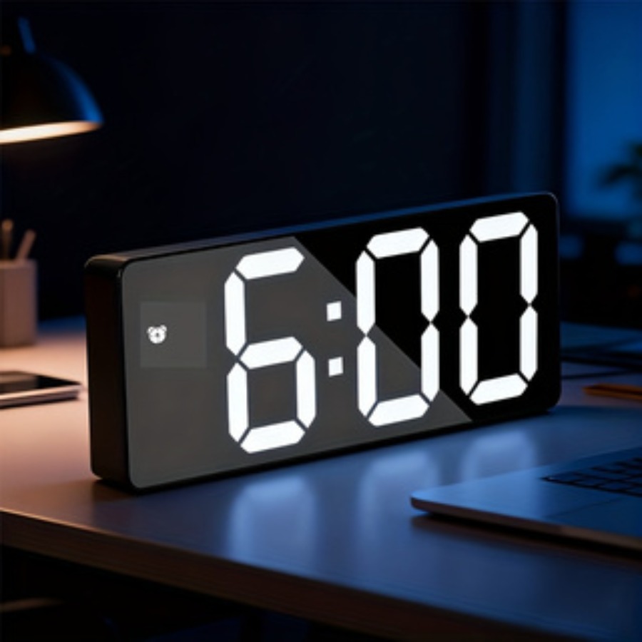 modern large led digital alarm clock with date temperature display white frame   face 12 24h mode   battery   powered aaa not included bedside clock for   digital clock radio