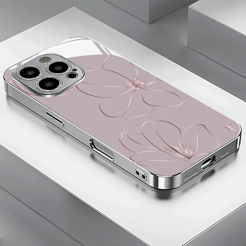 TEMU Phone Case - Fashionable And Lines Pattern New Electroplated Silver Phone Case For Iphone 16, 16 Plus, 16 Pro, 16 Pro Max, 15, 15 Plus, 15 Pro,