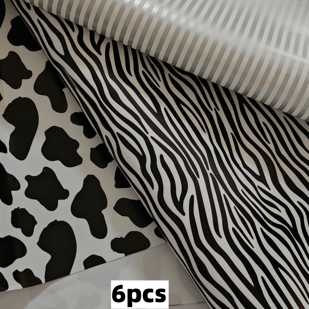 TEMU 6pcs 3-in-1 Animal Print Wrapping Paper Suitable For Wedding, Shower, Gifts - Multicolor /grey Striped & Neutral Tissue Sheets For Gift Box