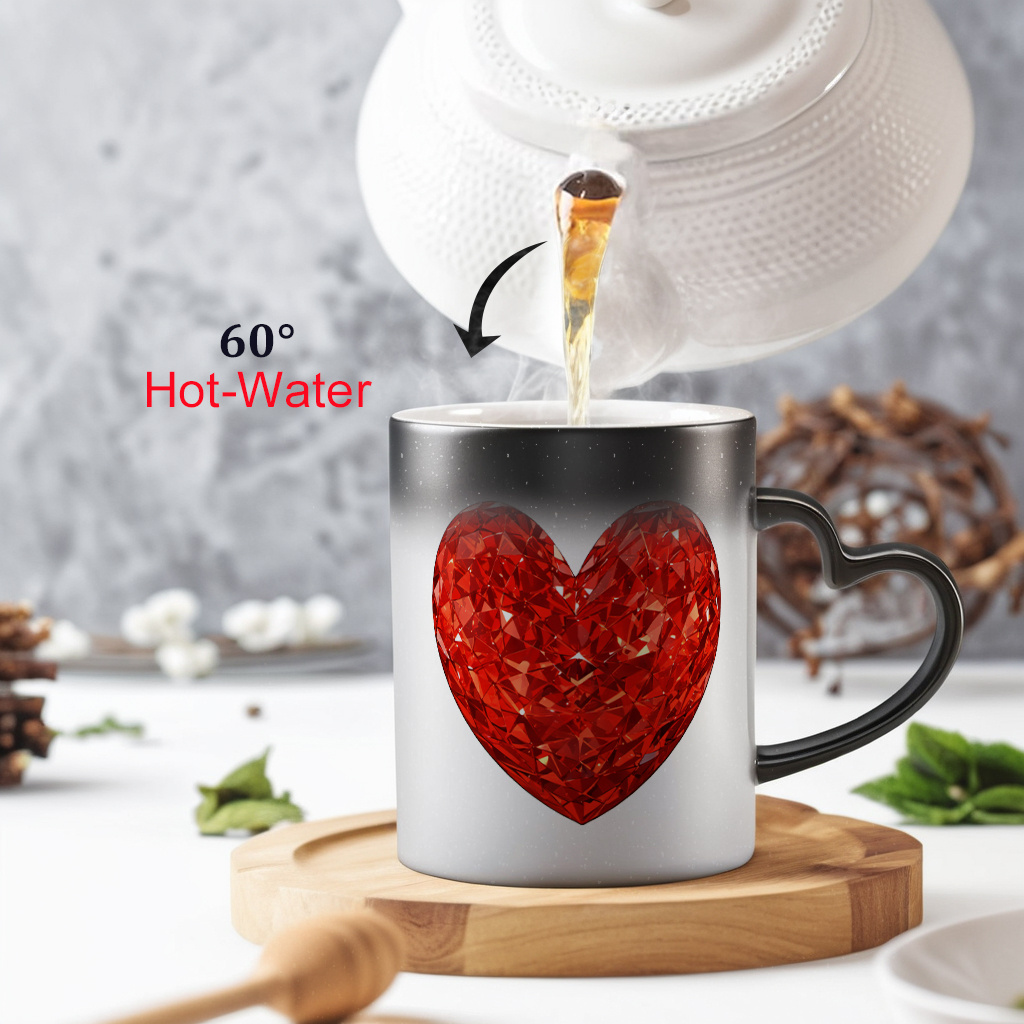magical color changing coffee mug heart shaped - Temu